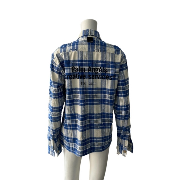 Palm Angels Blue & White Plaid Button Down Shirt Size 42/US 6 - Picture 4 of 8